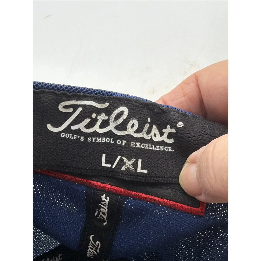 TITLEIST GOLF Mens L/XL Blue Footjoy Mesh Fitted Titleist Pro V1 New Era Cap Hat